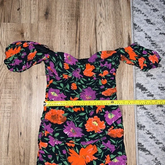 NEW! Zara Floral Print Off the Shoulder Mini Dress - Picture 12 of 13
